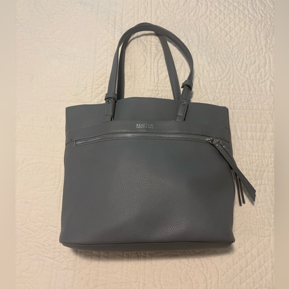 Kenneth Cole Reaction Pebbled Leather Gray Shoulder Bag - Picture 7 of 16